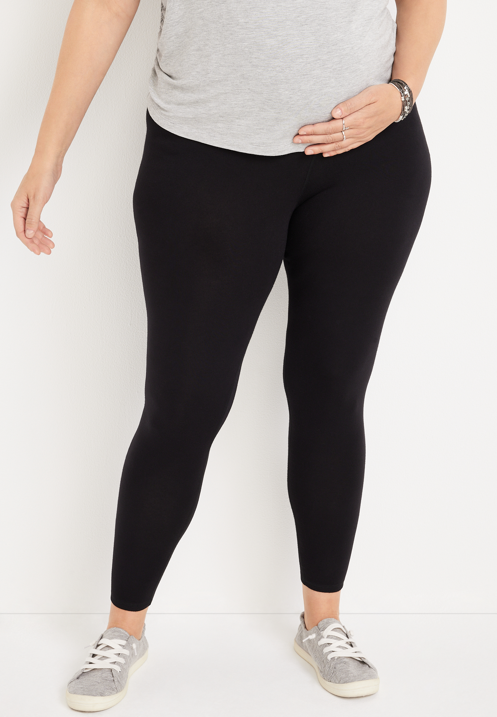 Plus Size Black Over The Bump Maternity Legging maurices