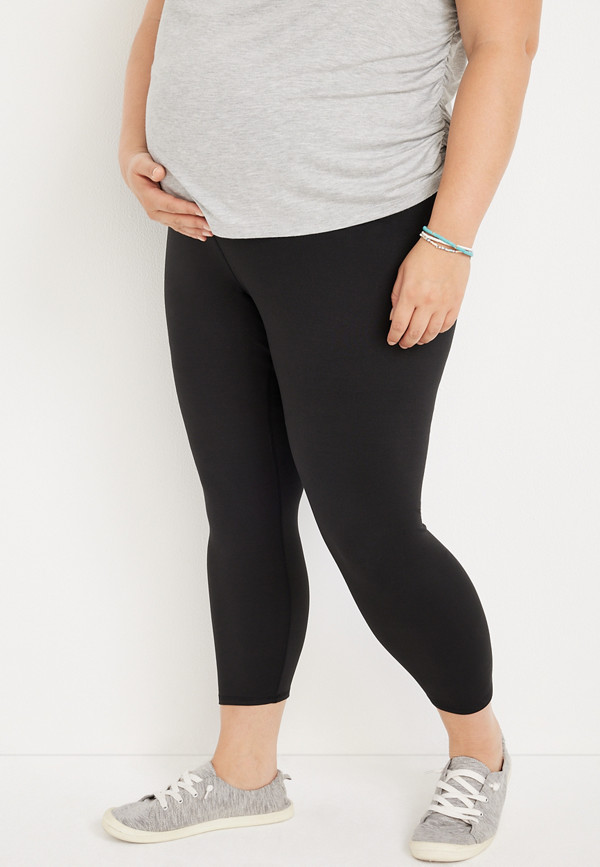 Plus Size Black Over The Bump Luxe Maternity Legging
