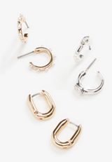 3 Piece Huggie Hoop Earring Set, C605, small
