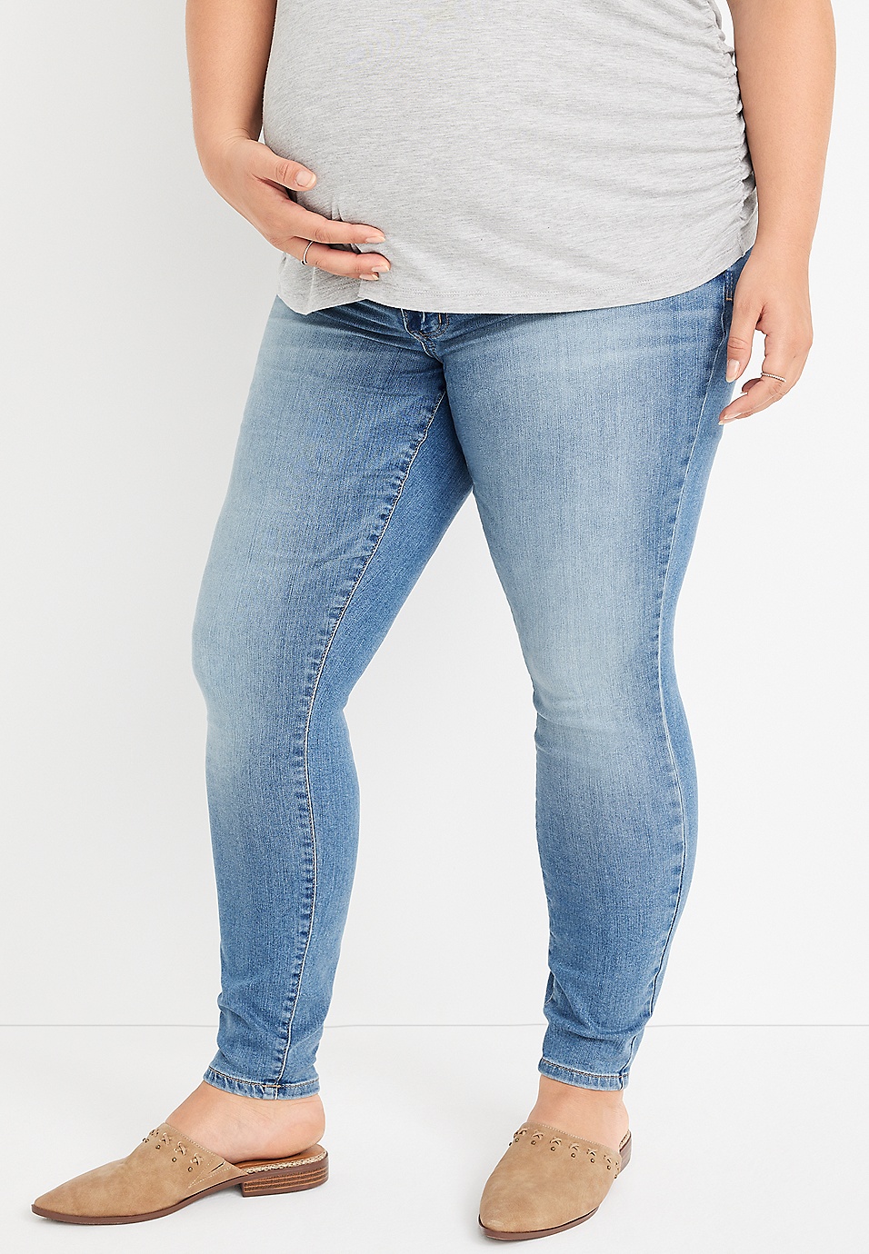 Women's Maternity Jeans Jeggings Full-Panel Pull-On Ripped