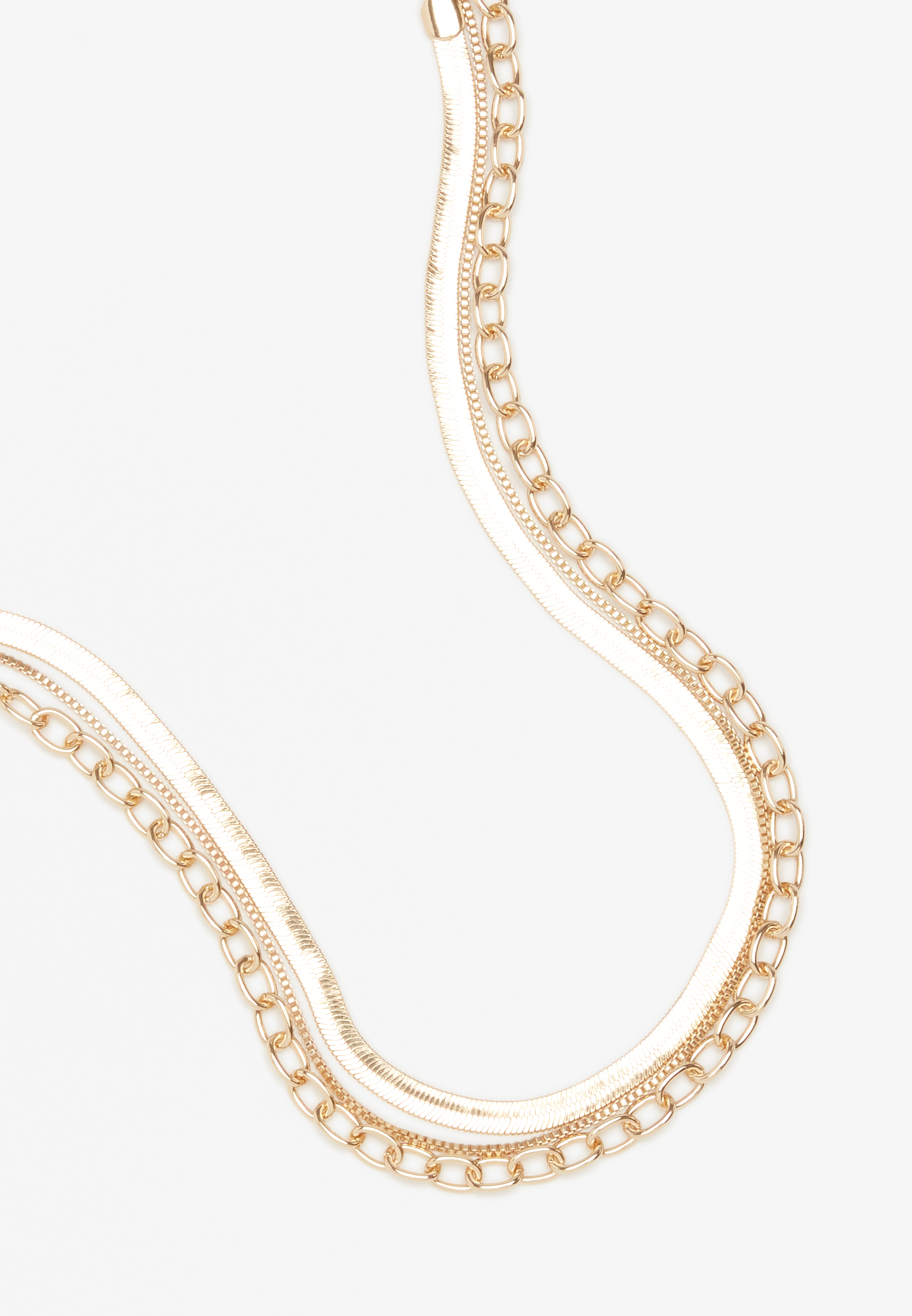 3 Piece Chunky Gold Chain Necklace Set, , large