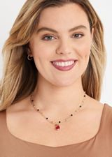 Gold and Faux Crystal Layered Necklace, , small