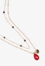 Gold and Faux Crystal Layered Necklace, , small