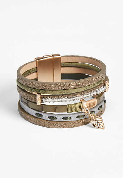 Olive Multi Row Magnetic Bracelet
