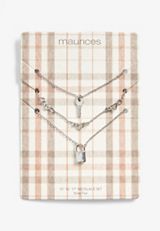 3 Piece Silver Lock and Key Necklace Set, , small