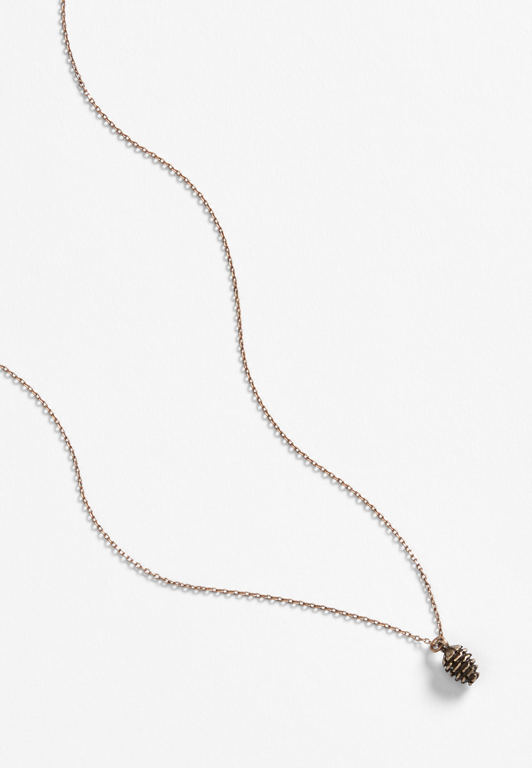 Gold Pine Cone Necklace, , large