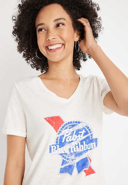 Pabst Blue Ribbon V Neck Graphic Tee
