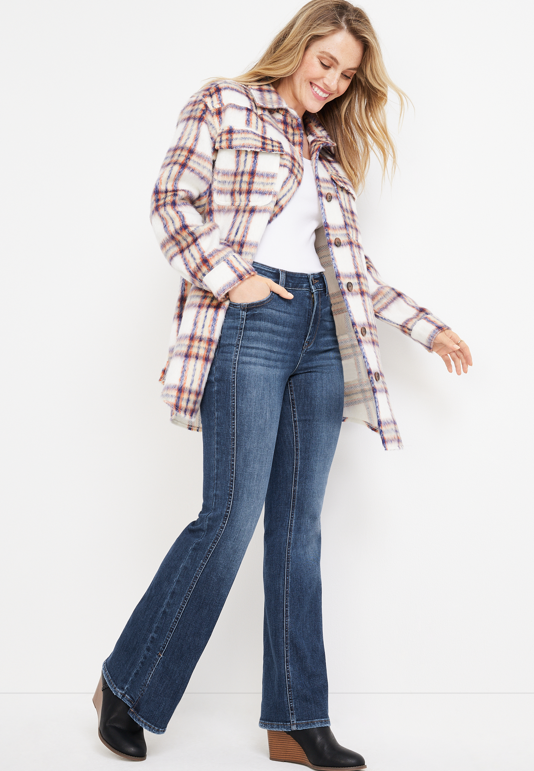 m jeans by maurices&trade; Vintage Flare Cool Comfort High Rise Slit Hem Jean, C258, large