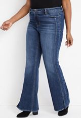 Plus Size m jeans by maurices&trade; Vintage Flare Cool Comfort High Rise Slit Hem Jean, C258, small