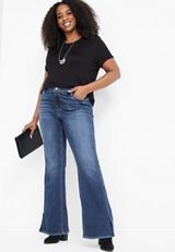 Plus Size m jeans by maurices&trade; Vintage Flare Cool Comfort High Rise Slit Hem Jean, C258, small