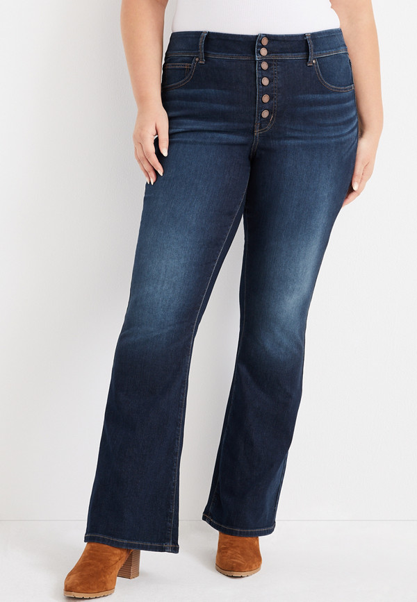 Plus Size m jeans by maurices™ Everflex™ Flare Button Fly High Rise ...