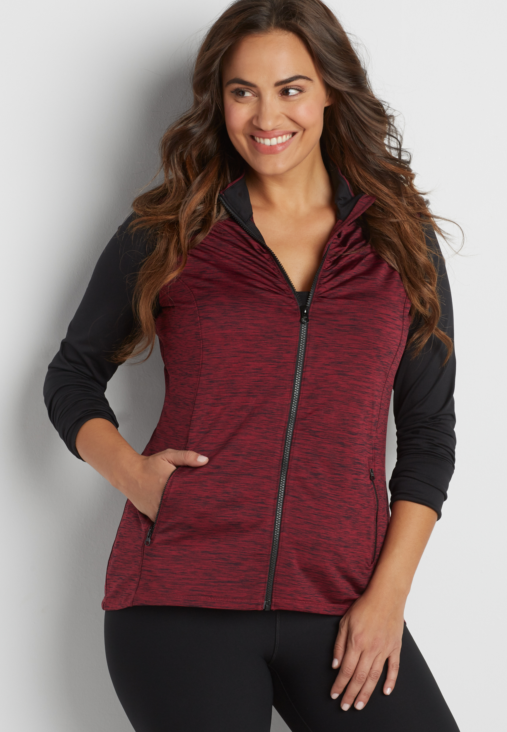 plus size spacedye zip up jacket | maurices