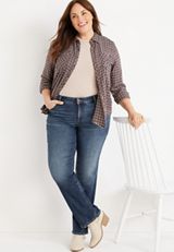 Plus Size Everflex&trade; Slim Boot Mid Rise Jean, C258, small