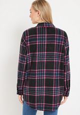 Wilder Plaid Fleece Shacket, BLACK COMBO, small
