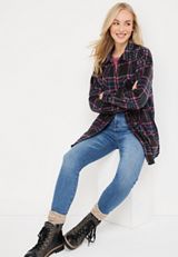 Wilder Plaid Fleece Shacket, BLACK COMBO, small