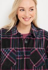 Wilder Plaid Fleece Shacket, BLACK COMBO, small