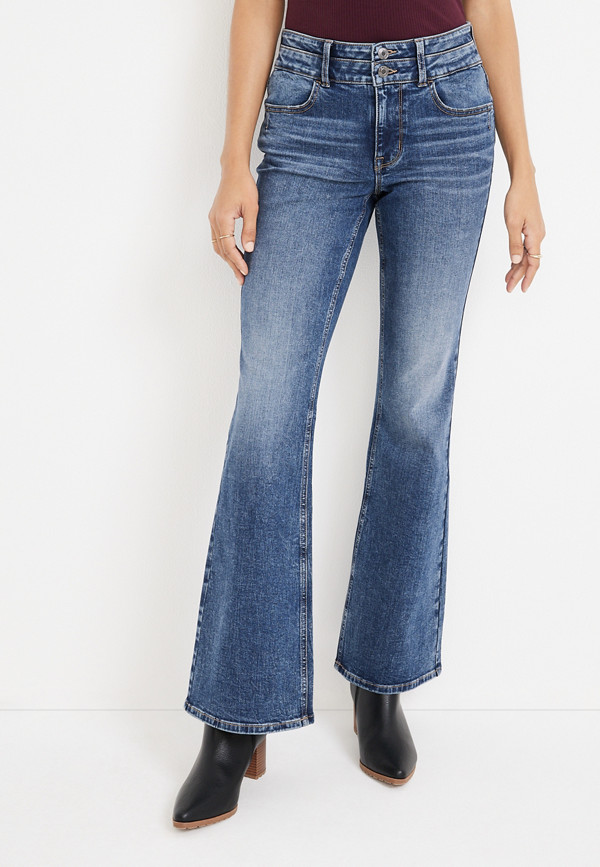 m jeans by maurices™ Flare High Rise Double Button Jean | maurices