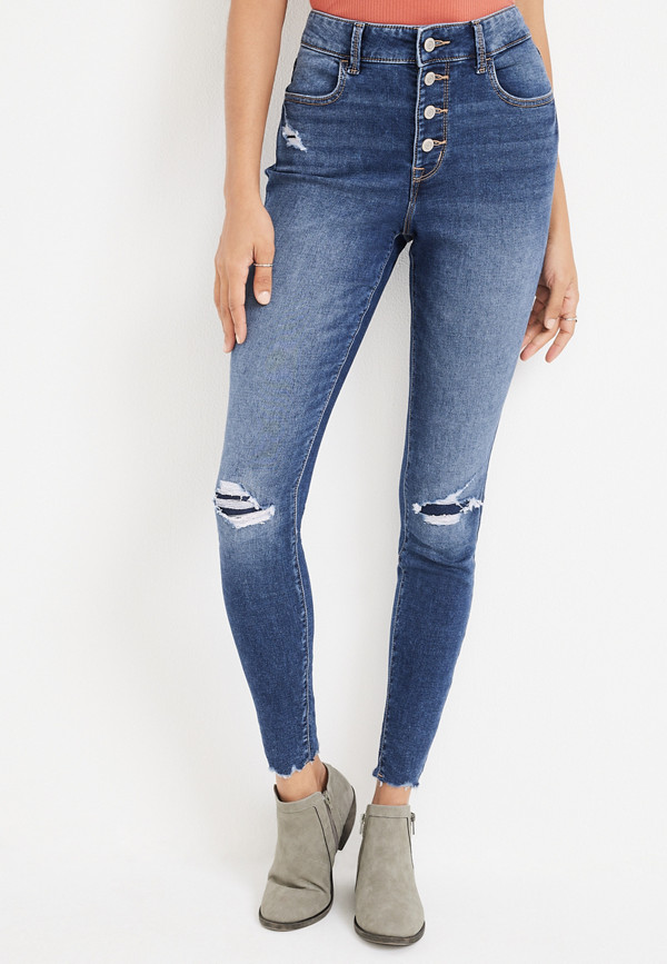m jeans by maurices™ Super Soft Backed Ripped High Rise Jegging | maurices