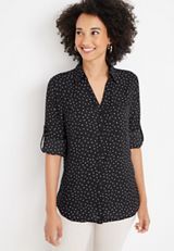 Winona Polk Dot Button Down Blouse, C1756, small