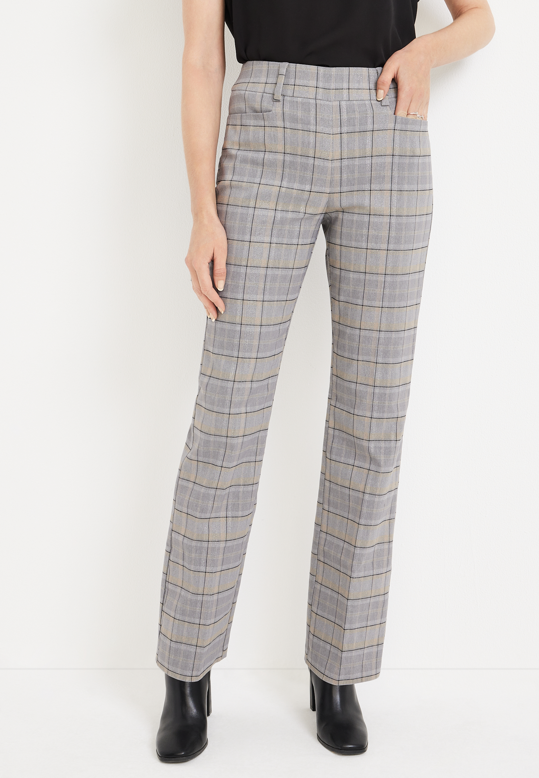 gray plaid dress pants