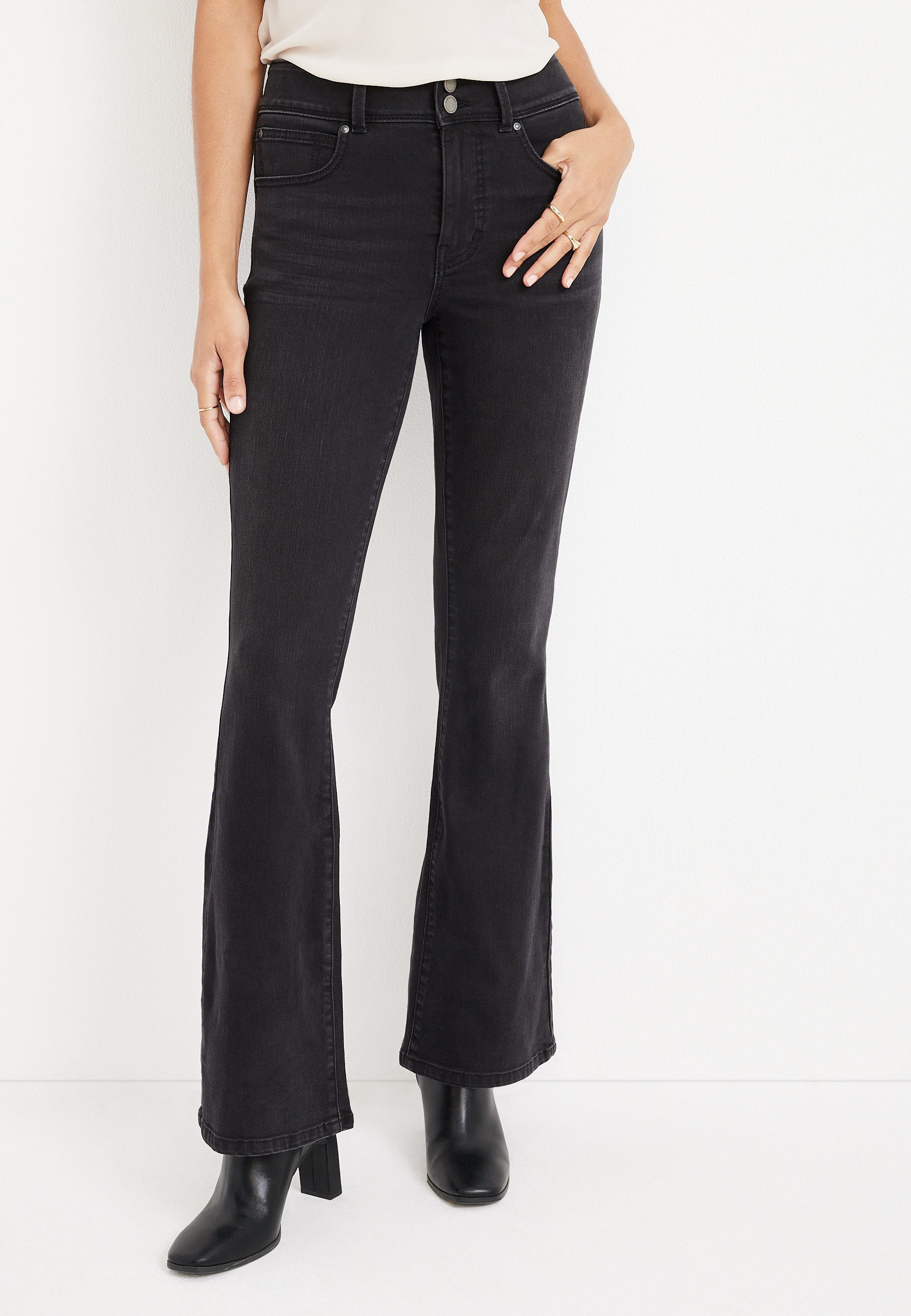 m jeans by maurices™ Everflex™ Flare Black Mid Rise Jean | maurices