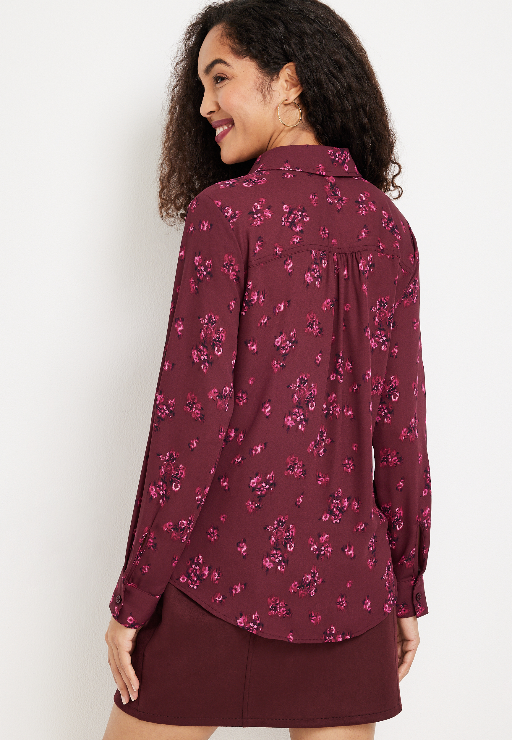 Winona Floral Button Down Blouse, C3058, large
