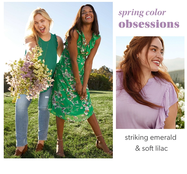 Spring color obsessions. Striking emerald & soft lilac.