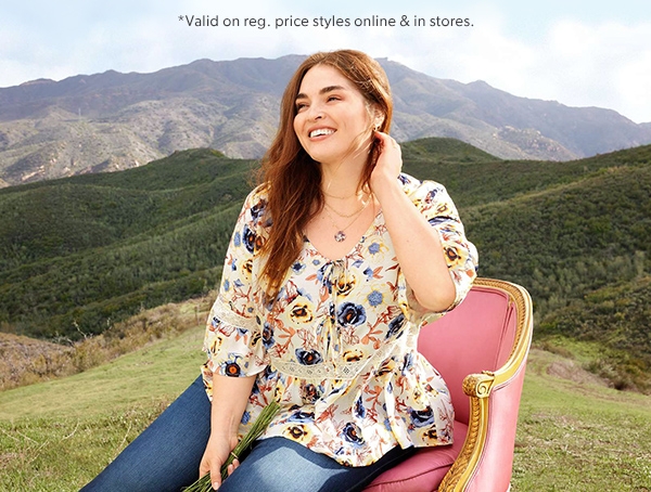 *Valid on reg. price styles online & in stores. Model wearing maurices clothing.