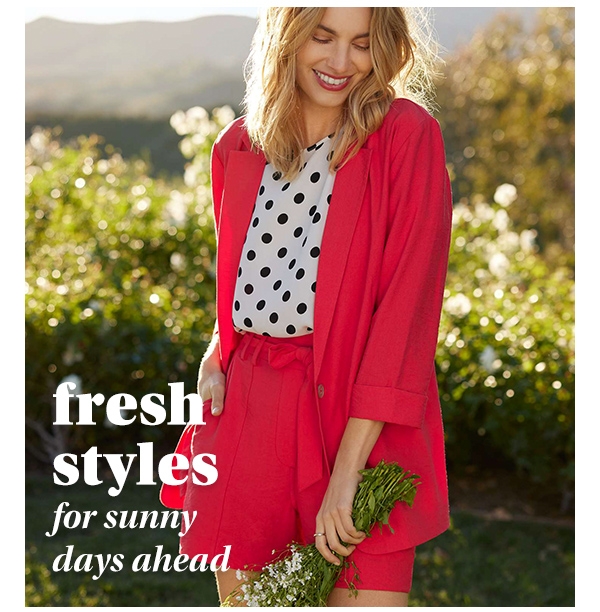 Fresh styles for sunny days ahead. Model wearing maurices clothing.