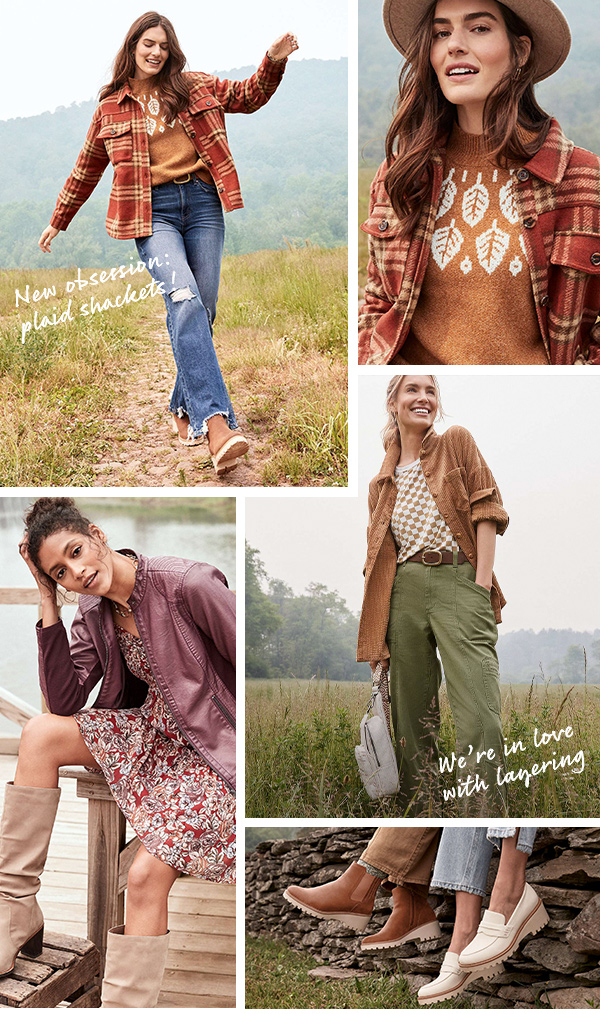 We’re in love with layering. Models wearing maurices clothing.