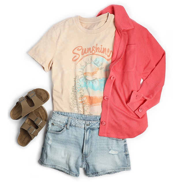 maurices denim shorts outfit.