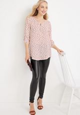 Geneva Polka Dot Zipper Neck Tunic Blouse, C3163, small