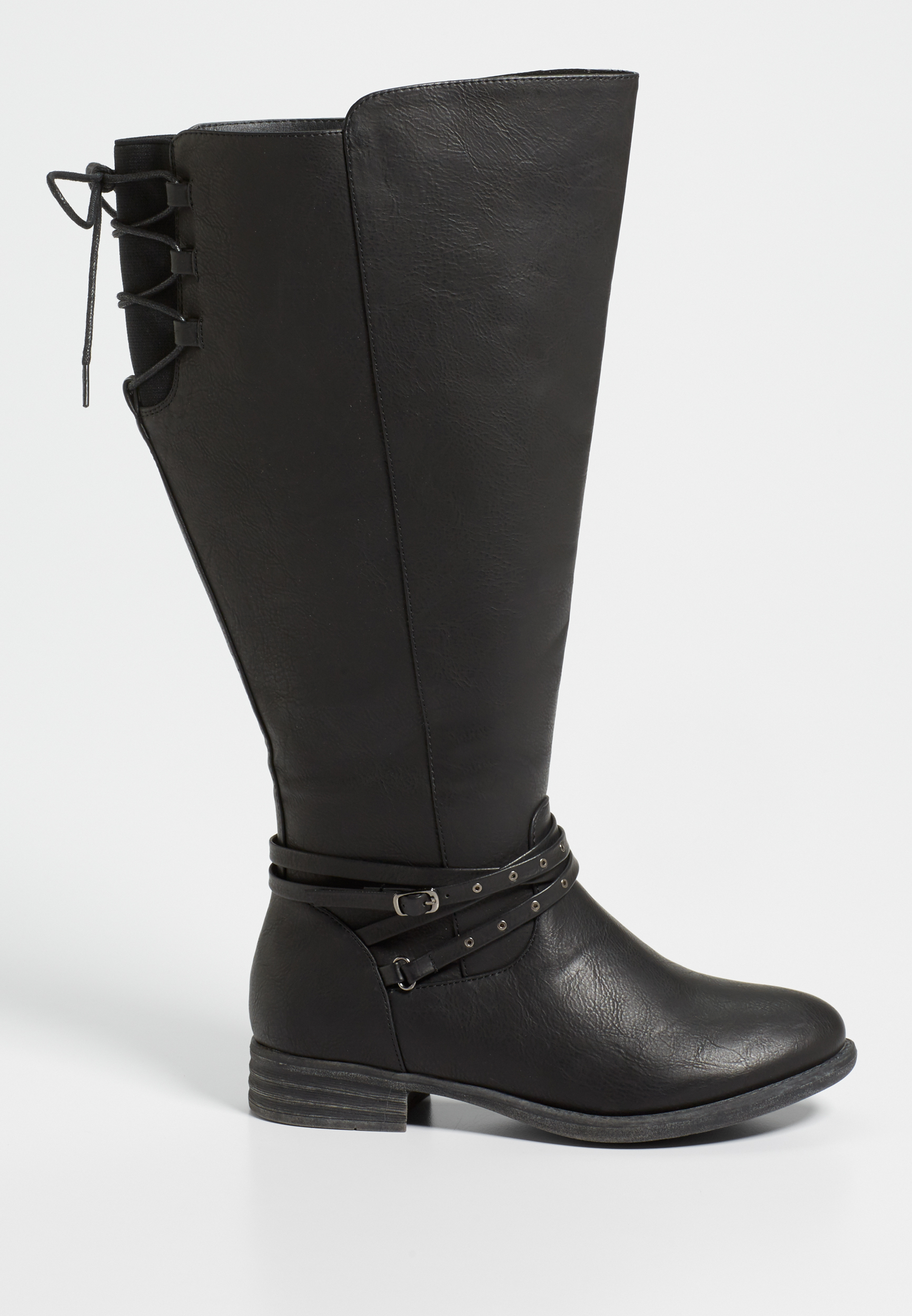 lace up back wide calf boots