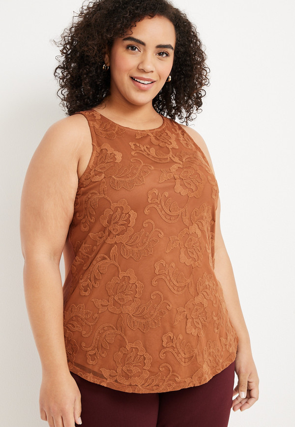 Omvendt Dodge Nyttig Plus Size Lace High Neck Tank Top | maurices