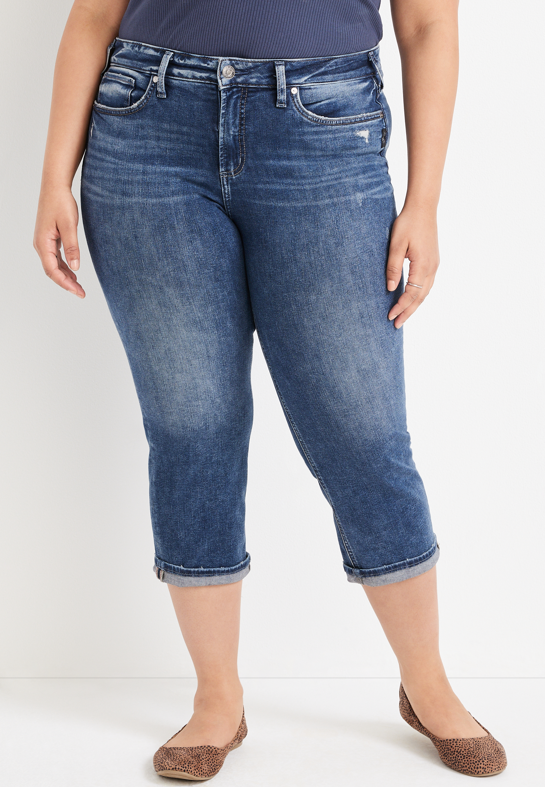 Plus Size Silver Jeans Co.&reg; Suki Curvy Mid Rise Capri, C3337, large
