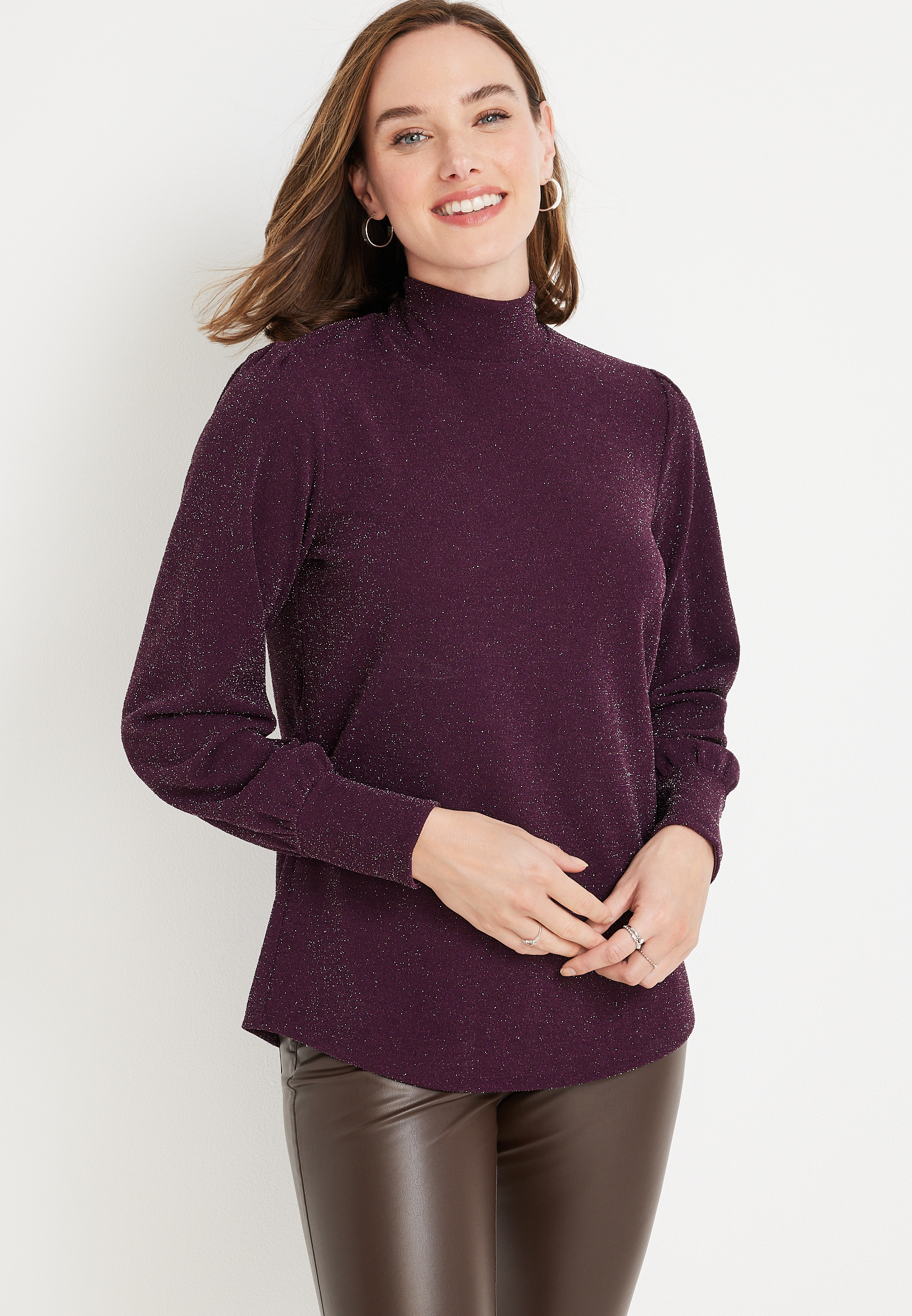 Sparkle Mock Neck Blouse