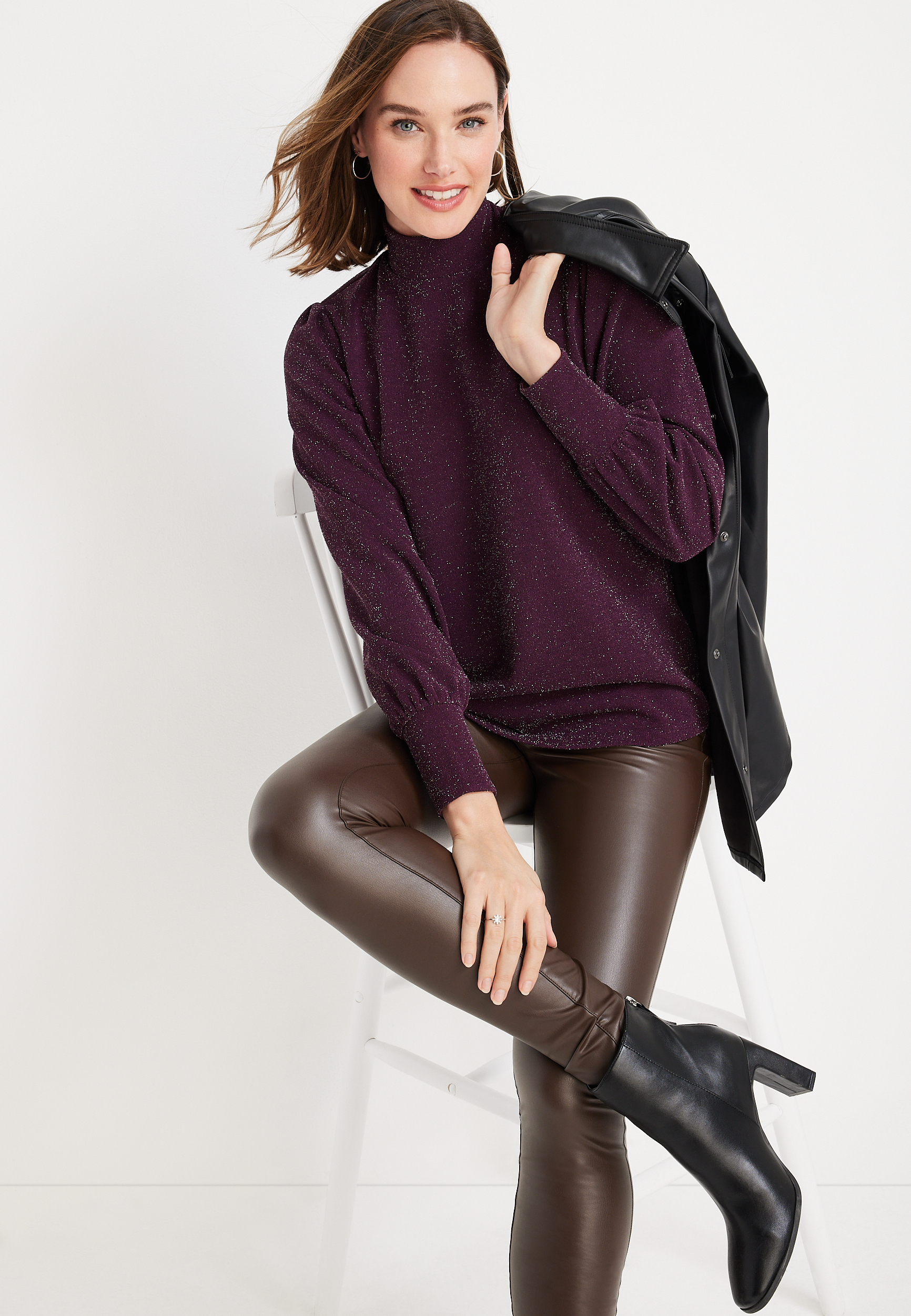 Sparkle Mock Neck Blouse