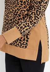 Plus Size Willowsoft Leopard Print Crew Neck Fleece Sweatshirt, C5330, small