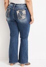 Plus Size Vigoss&reg; Flare Mid Rise Floral Pocket Jean, DARK SANDBLAST, small