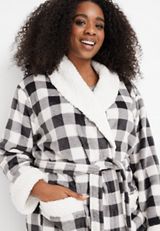Long Buffalo Plaid Robe, C3986, small