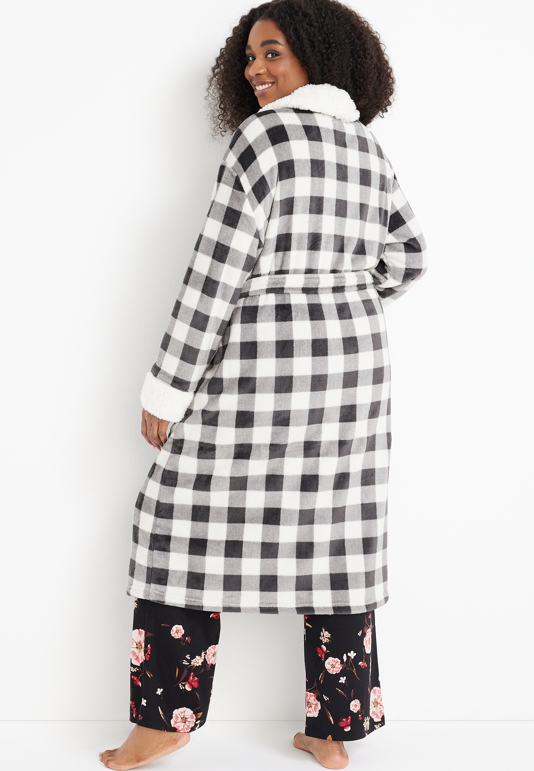 Long Buffalo Plaid Robe, C3986, large