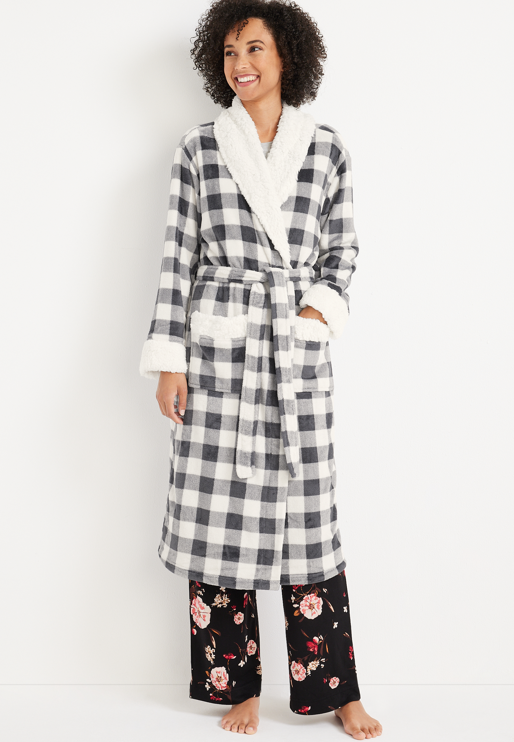 Long Buffalo Plaid Robe, C3986, large