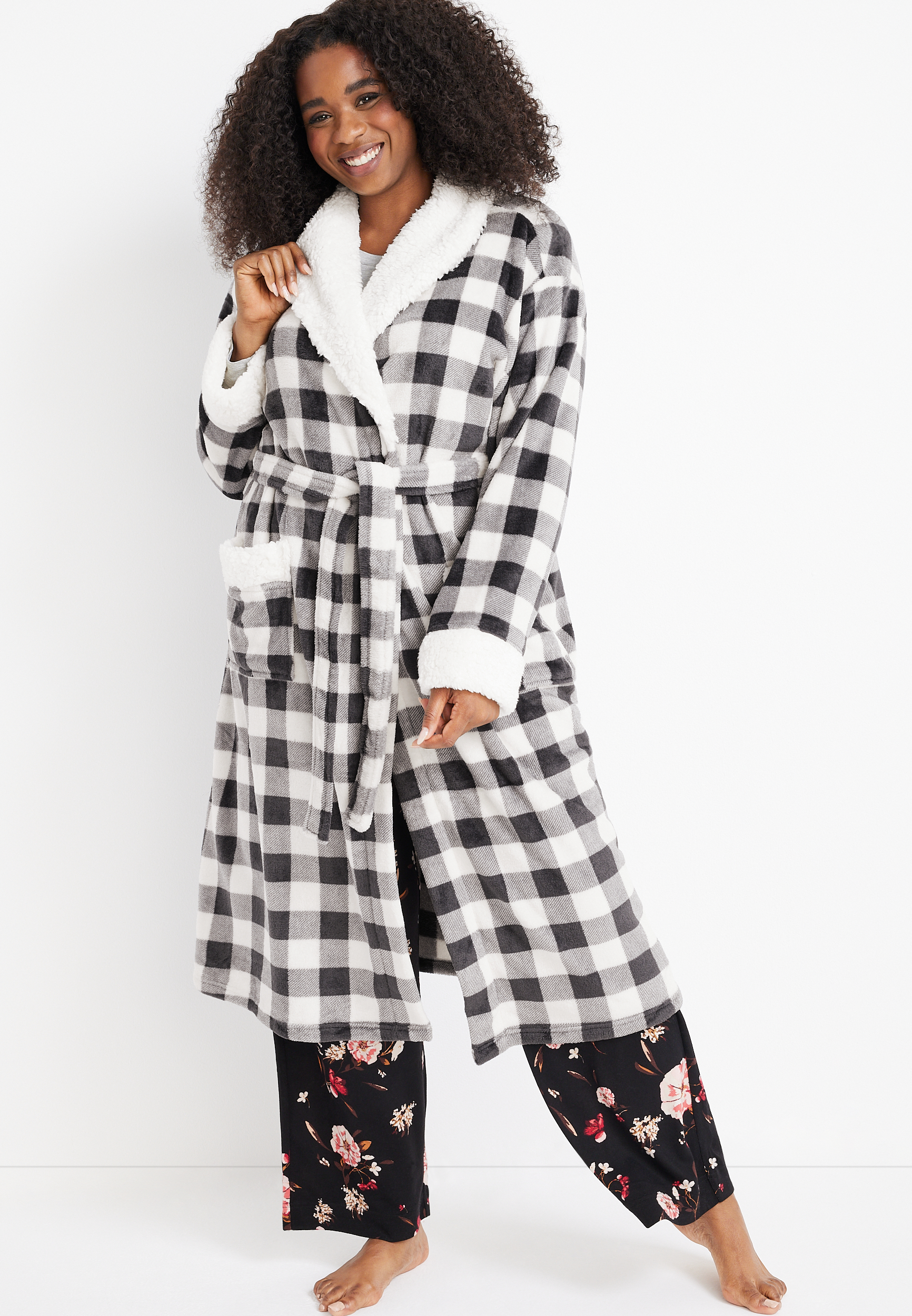 Long Buffalo Plaid Robe, C3986, large