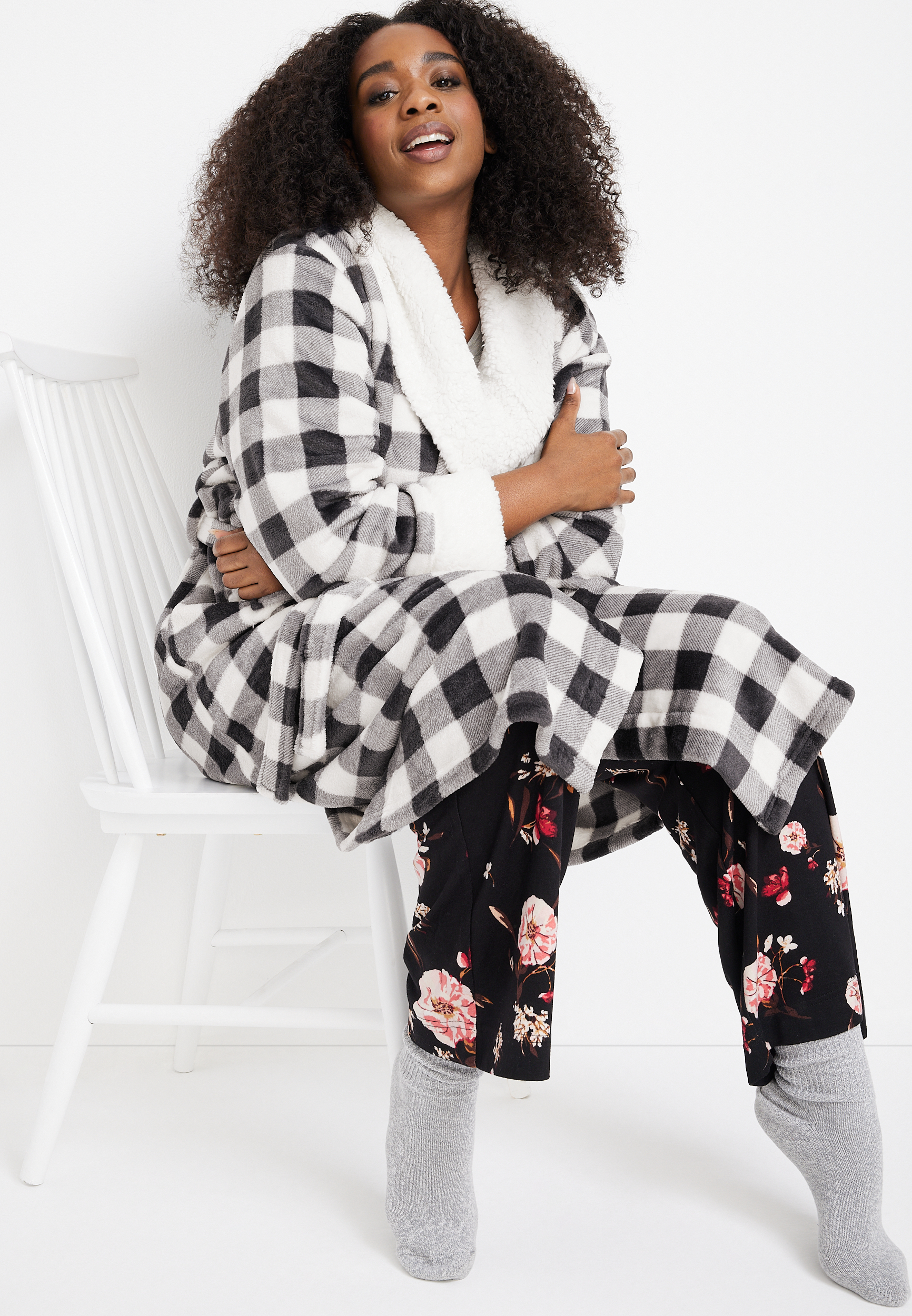 Long Buffalo Plaid Robe, C3986, large