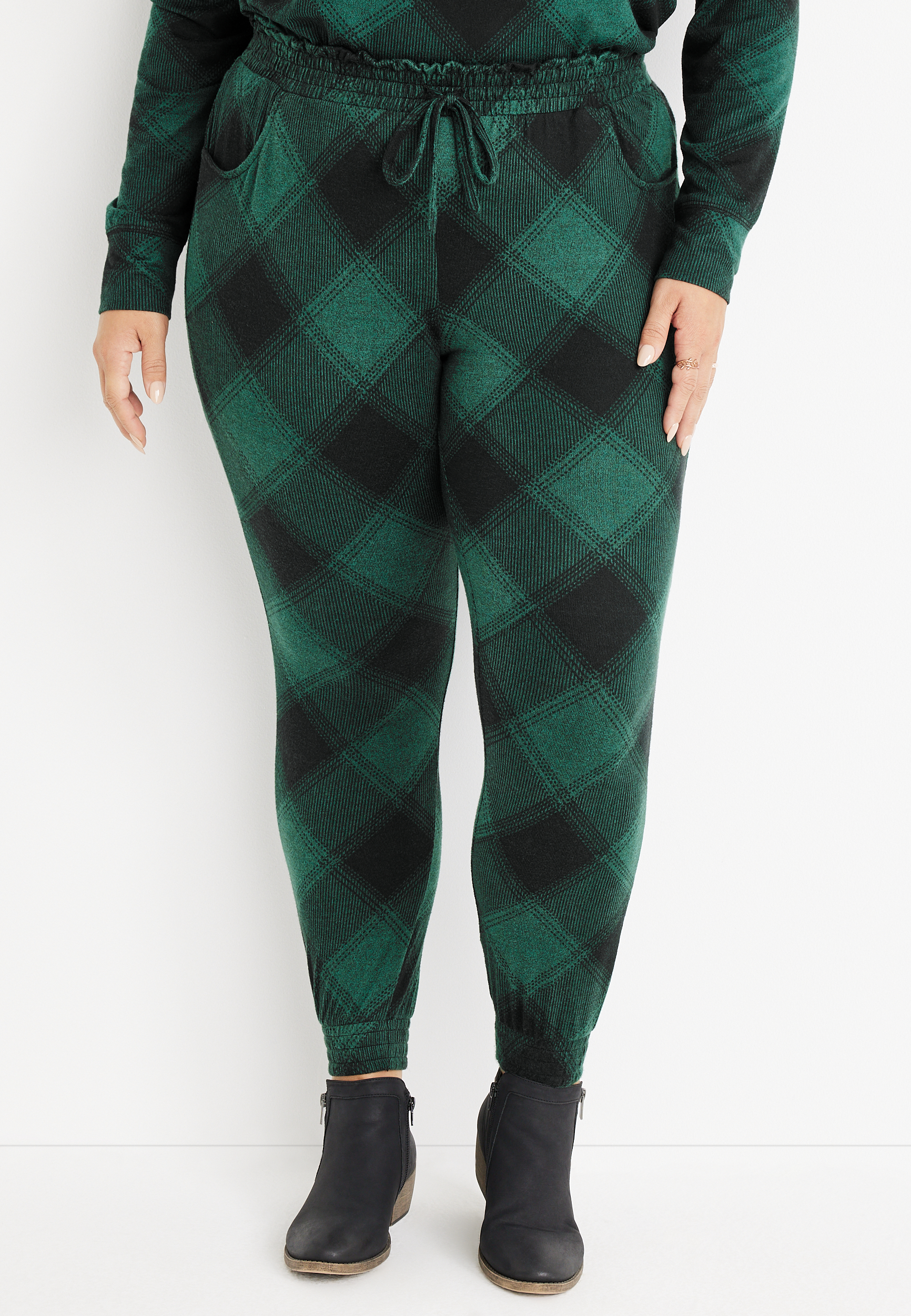 Plus Size Lakeside Buffalo Plaid Smocked Jogger | maurices