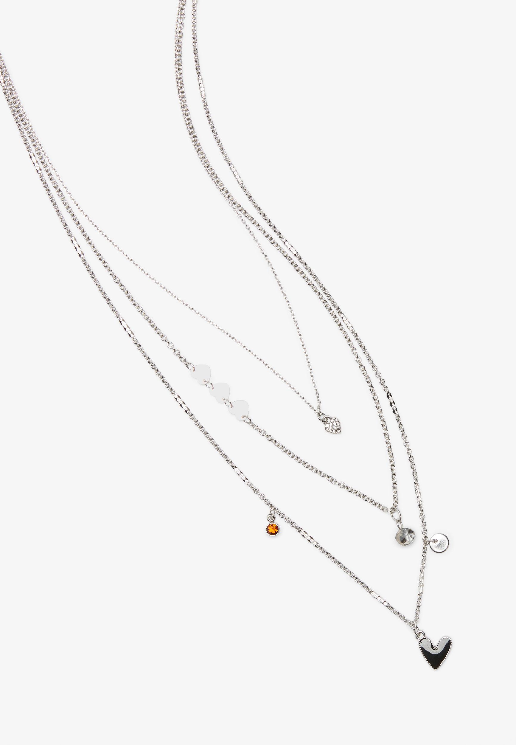 Silver Heart Layered Necklace, , large