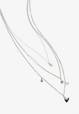 Silver Heart Layered Necklace, , small