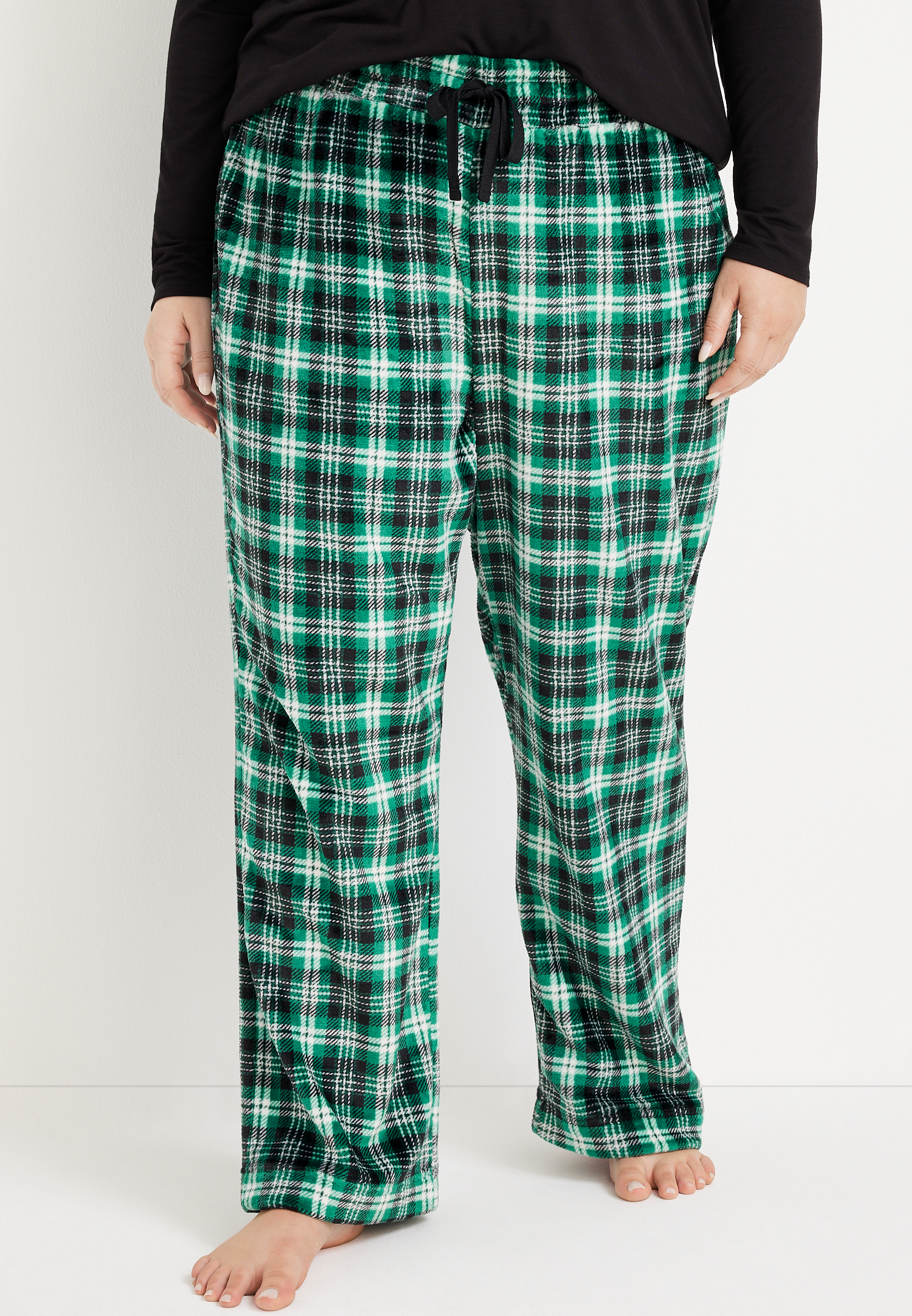 Plaid Fleece Wide Leg Pajama Pant | maurices