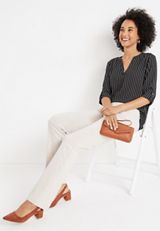 Atwood Striped 3/4 Sleeve Popover Blouse, BLACK COMBO, small