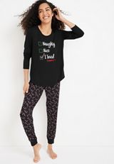 Holiday Graphic Tee And Jogger Pajama Set, BLACK COMBO, small